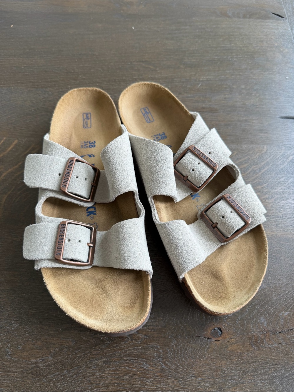 Birkenstock Arizona Soft Footbed Suede Leather Gray Sandals